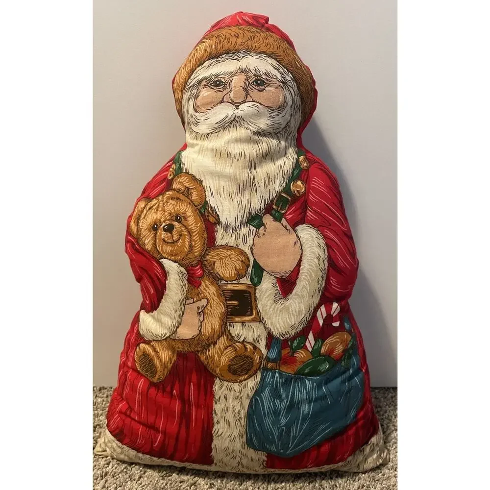 Vintage Stuffed Cloth Folk Art Christmas Santa Figurine 18